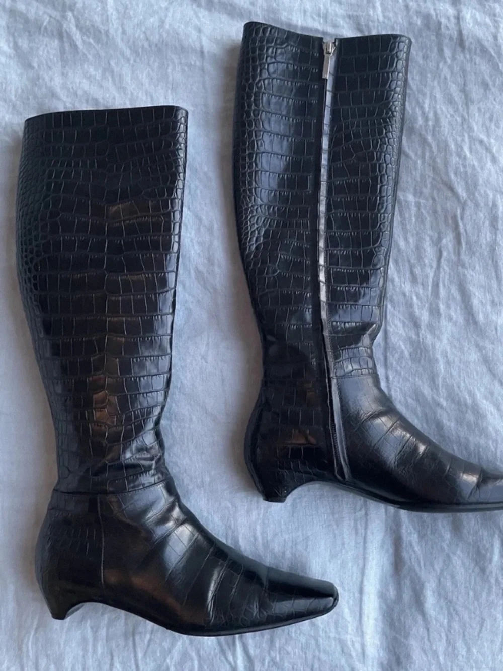 Dior Black Faux-Crocodile Knee Boot